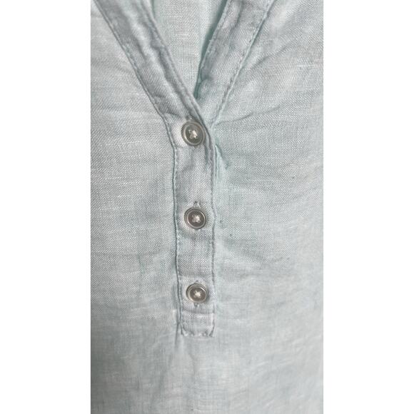 Lilly Pulitzer Shirt Size Small Blue Linen Half Button Pocket LS Tunic Cover Up - Picture 4 of 8
